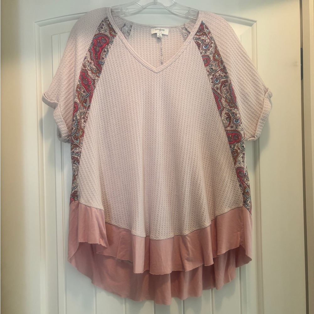 Umgee Light Pink Paisley Blouse S